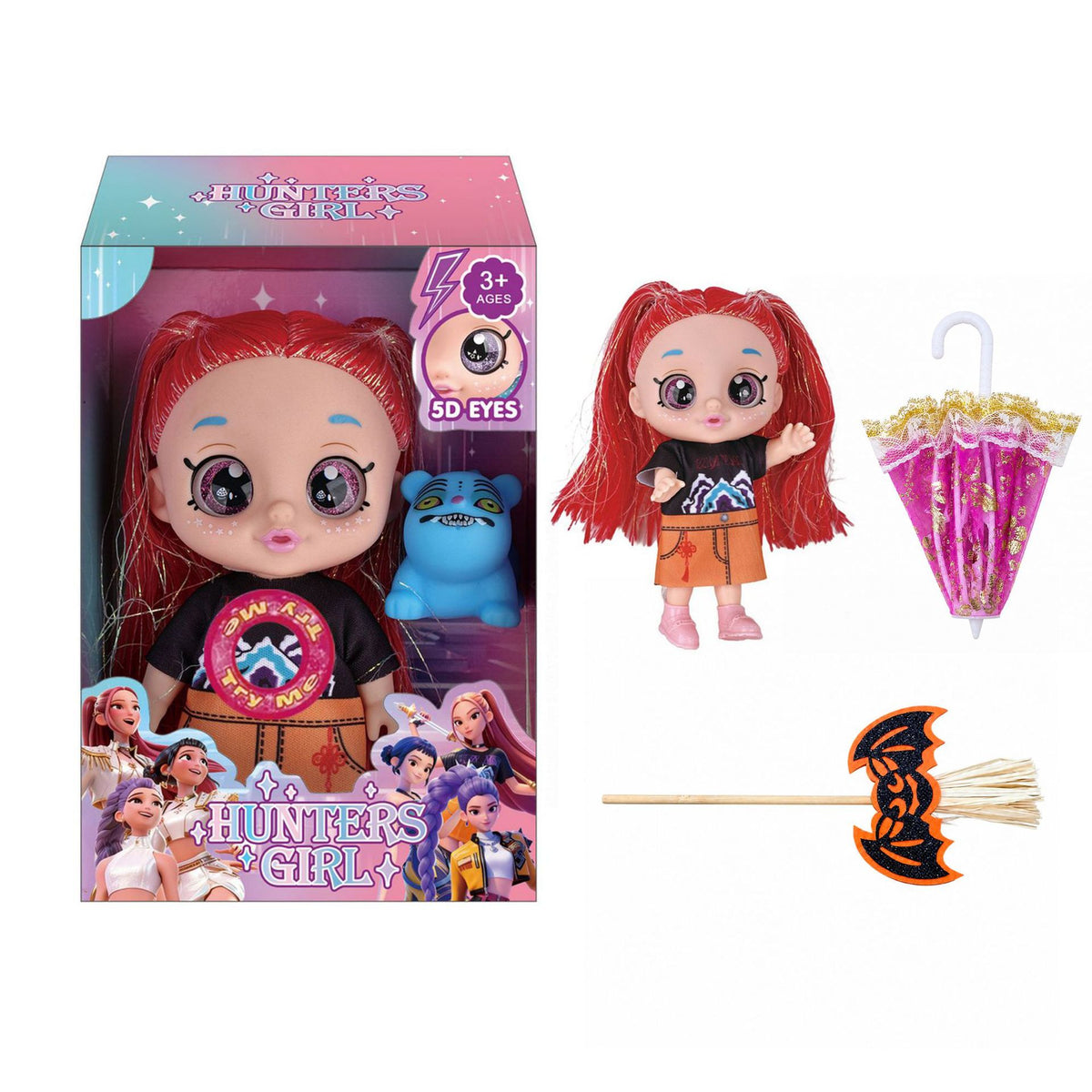 K POP Witch Hunt Girl Group Music Doll Halloween Pumpkin Broom Vinyl Figurine Tiger Umbrella Cute Collectible Toy For Fans Party Decoration Gift