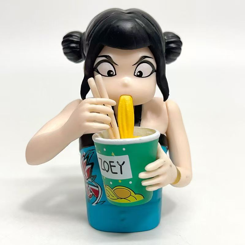 KPOP Devil Hunter Lumi Sitting Posture Eating Instant Noodle Action Figure Collectible Model K-pop Witch Hunt Girl Group Doll Toy Desktop Decoration Fan Collection Gift