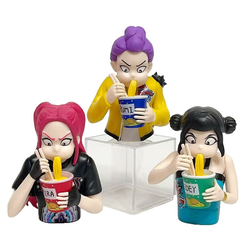 KPOP Devil Hunter Lumi Sitting Posture Eating Instant Noodle Action Figure Collectible Model K-pop Witch Hunt Girl Group Doll Toy Desktop Decoration Fan Collection Gift