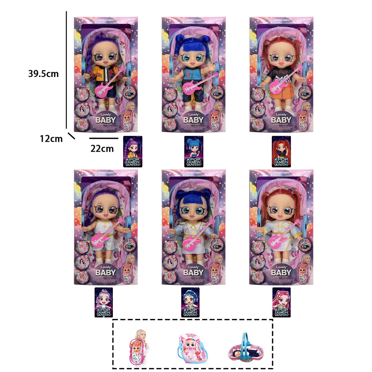 K POP Girl Group Doll Set With Music Multi functional Cradle And Backpack For Kids Pretend Play Toys Gifts For K POP Fans