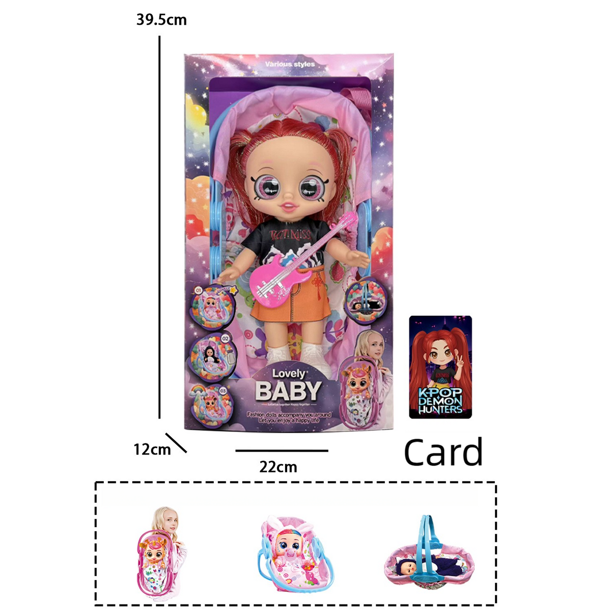 K POP Girl Group Doll Set With Music Multi functional Cradle And Backpack For Kids Pretend Play Toys Gifts For K POP Fans