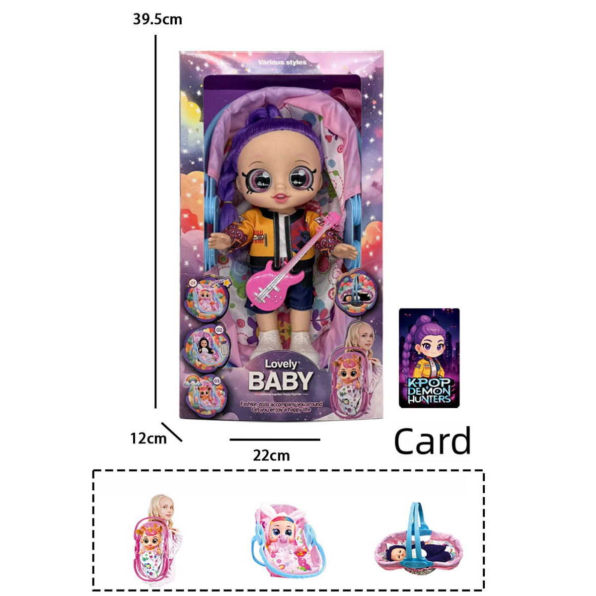 K POP Girl Group Doll Set With Music Multi functional Cradle And Backpack For Kids Pretend Play Toys Gifts For K POP Fans