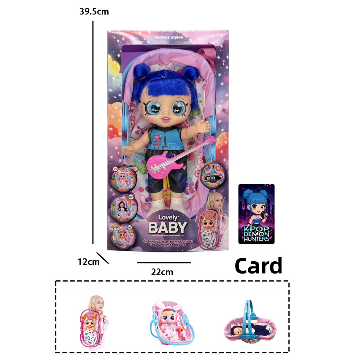 K POP Girl Group Doll Set With Music Multi functional Cradle And Backpack For Kids Pretend Play Toys Gifts For K POP Fans