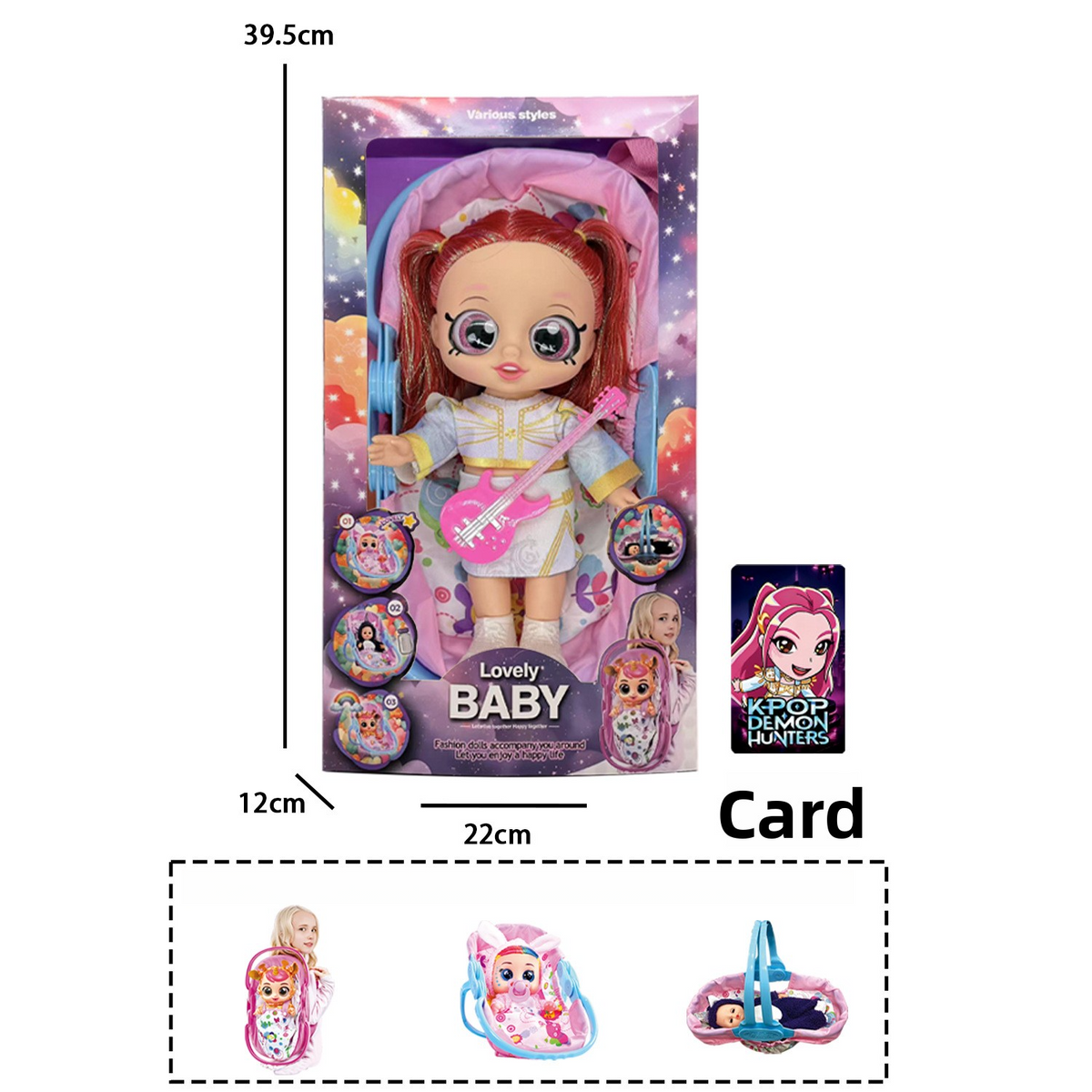 K POP Girl Group Doll Set With Music Multi functional Cradle And Backpack For Kids Pretend Play Toys Gifts For K POP Fans
