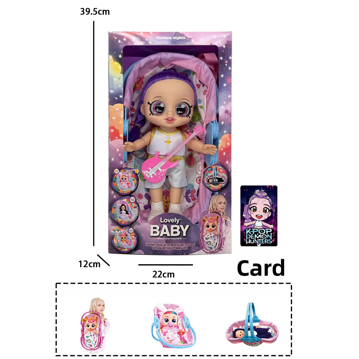 K POP Girl Group Doll Set With Music Multi functional Cradle And Backpack For Kids Pretend Play Toys Gifts For K POP Fans