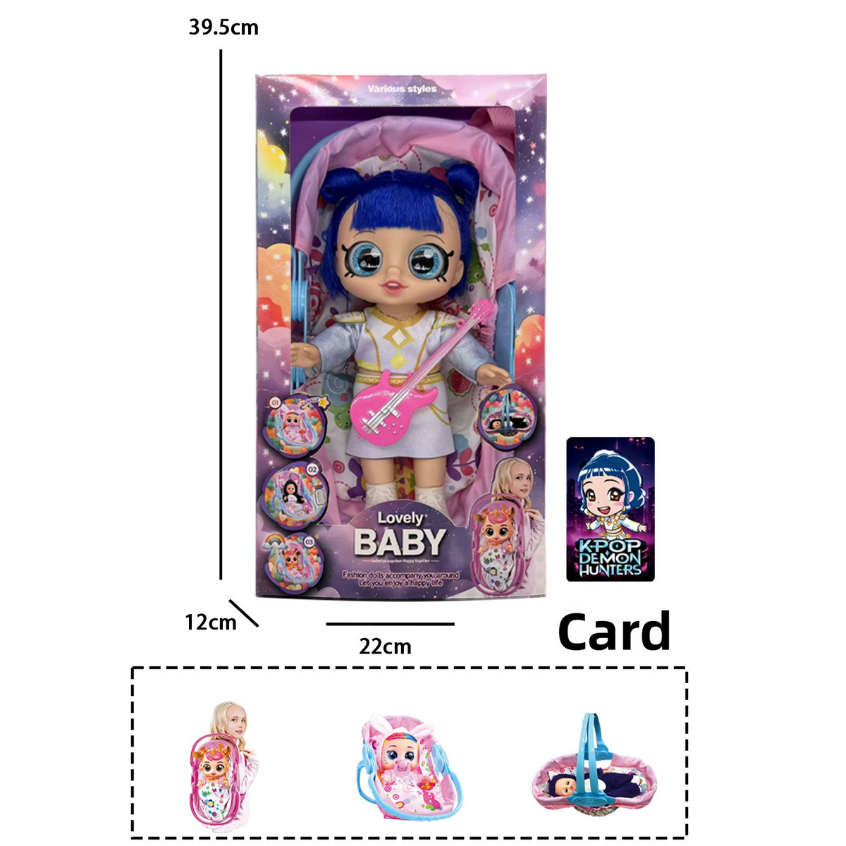 K POP Girl Group Doll Set With Music Multi functional Cradle And Backpack For Kids Pretend Play Toys Gifts For K POP Fans