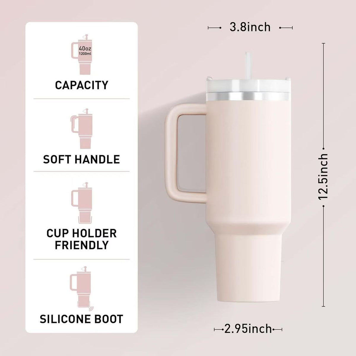 K POP Huntrix 40oz Ice Tumbler With Handle And Straw 304 Stainless Steel Liner 201 Stainless Steel Shell Large Capacity Car Cup For Mira Zoey Rumi Fans